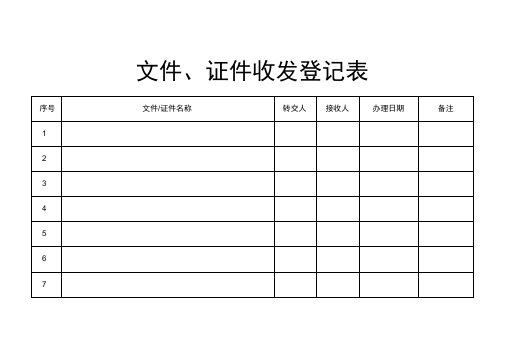 文件证件收发登记表