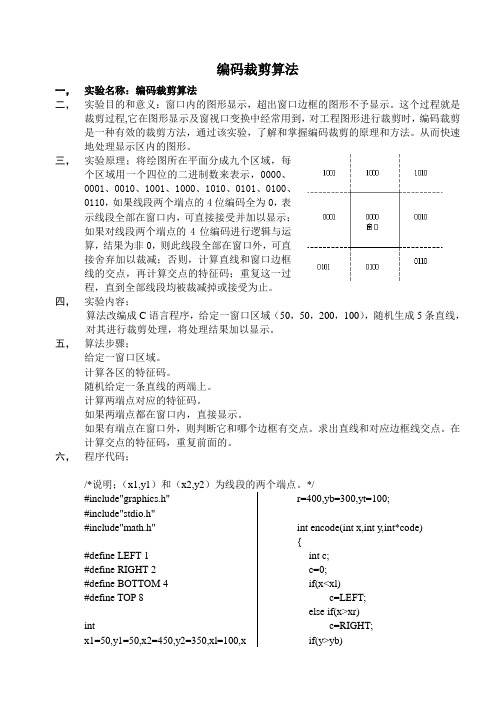 计算机图形学编码裁剪算法c语言程序