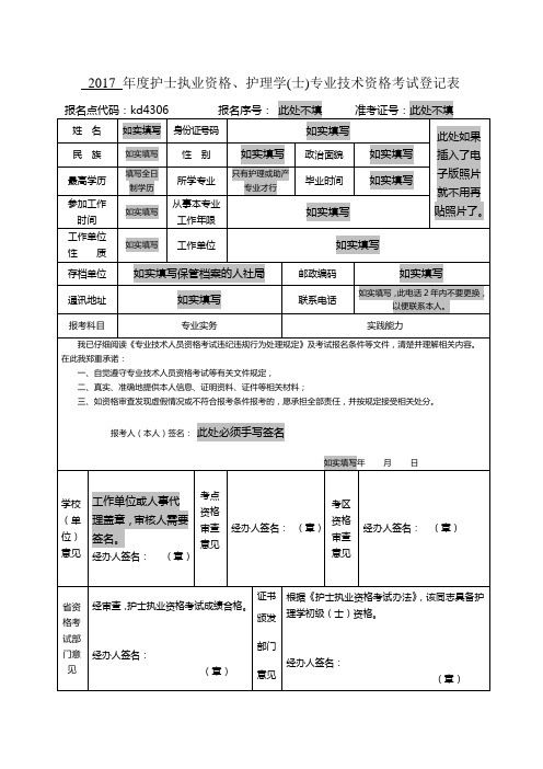 2017年度护士执业资格、护理学(士)专业技术资格考试登