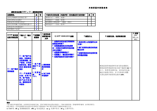 IATF16949内部质量审核检查表(按过程方法编制)