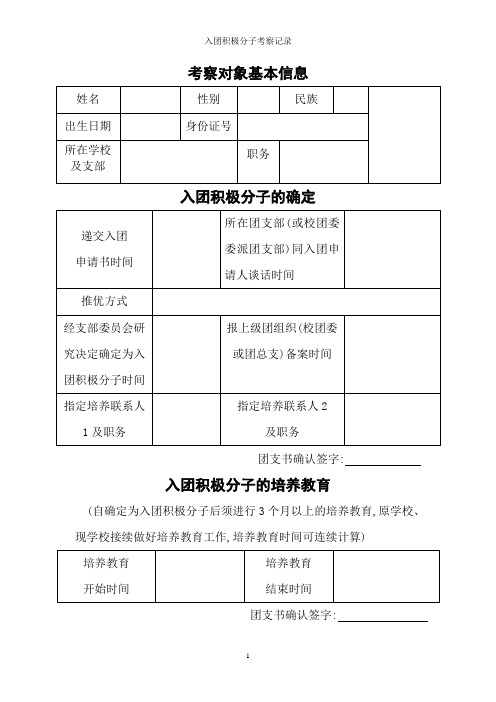 入团积极分子考察记录