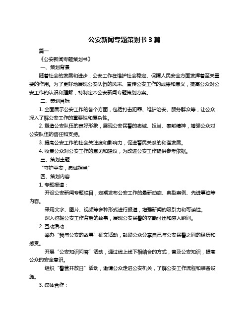 公安新闻专题策划书3篇