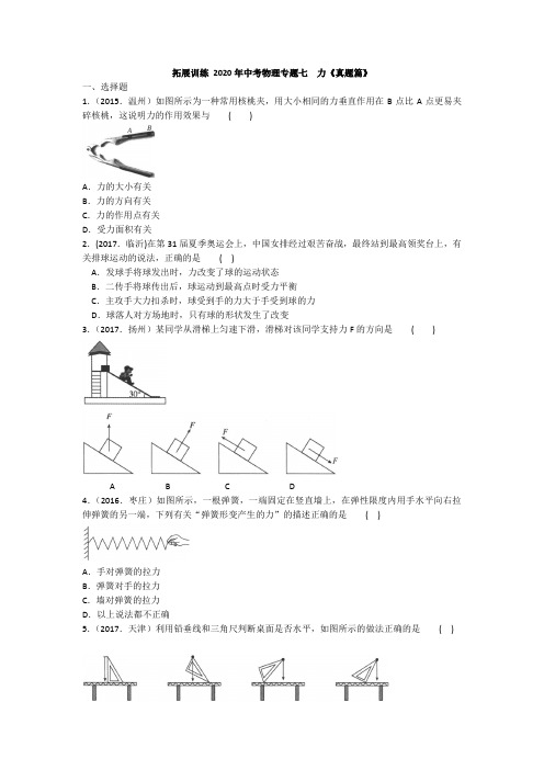 中考物理专题七 力《真题篇》试卷(含答案)