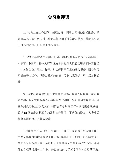 实习生评语