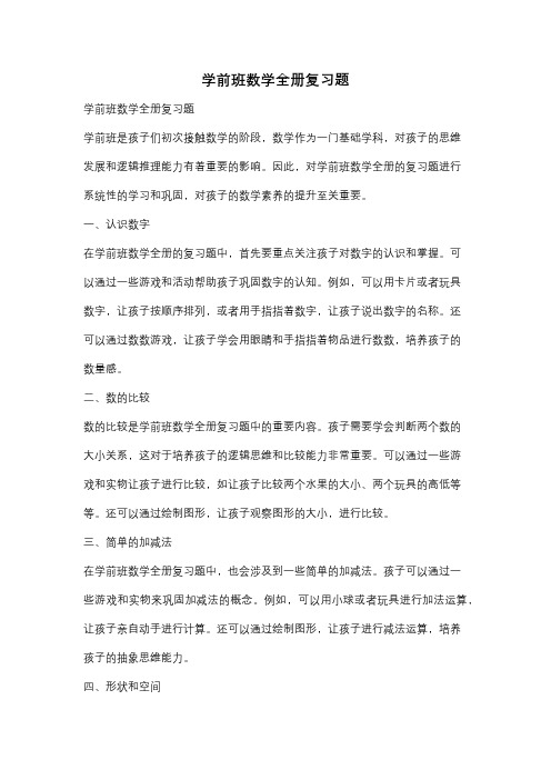 学前班数学全册复习题