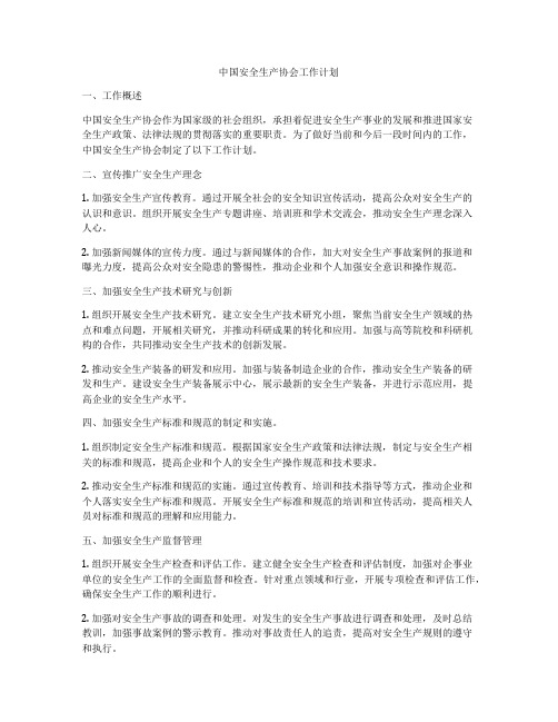 中国安全生产协会工作计划