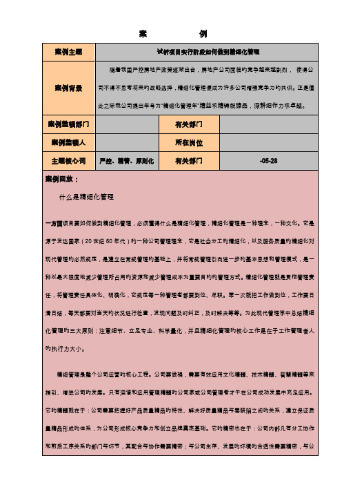 项目实施阶段如何做到精细化管理