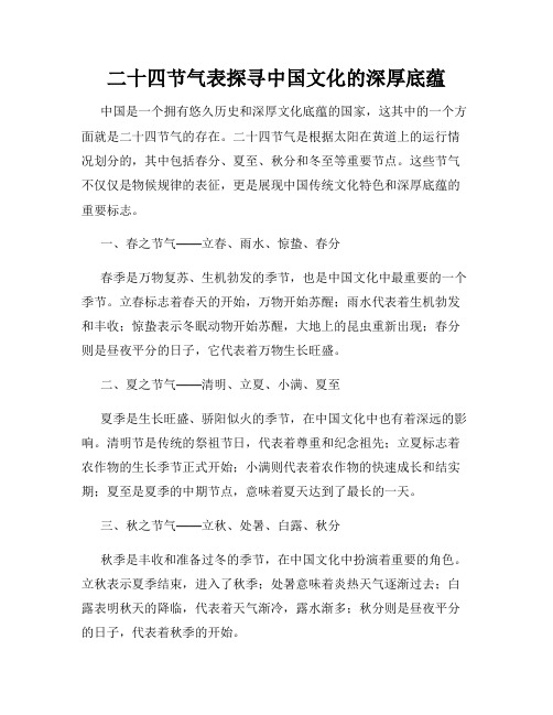 二十四节气表探寻中国文化的深厚底蕴