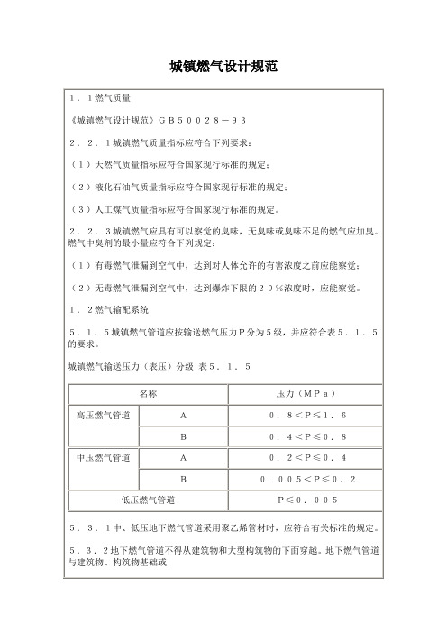 城镇燃气设计规范