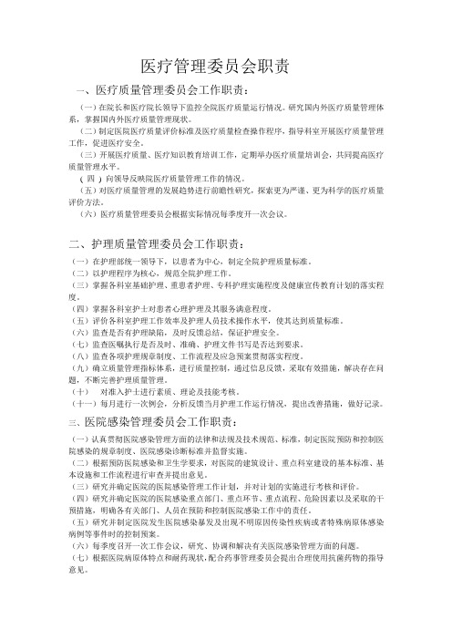 医院质量管理委员会工作职责