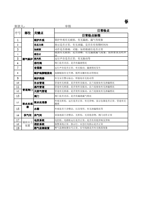 02燃气锅炉维护保养计划及标准