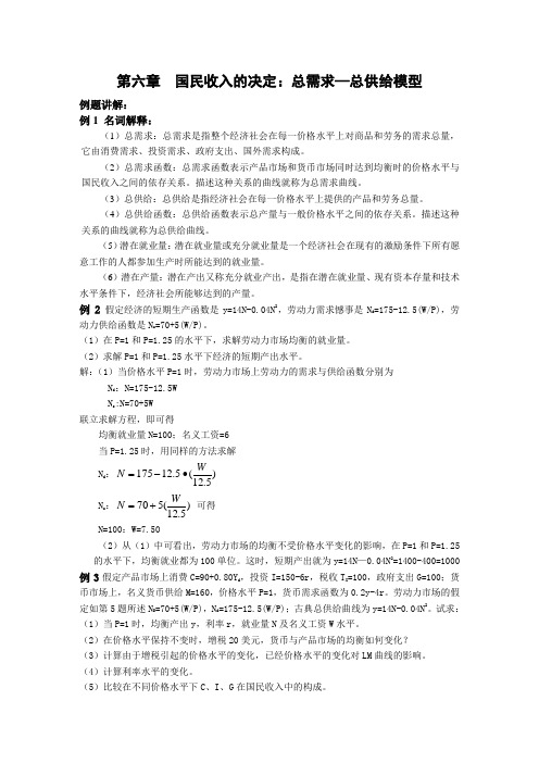 第六章国民入的决定总需求—总供给模型