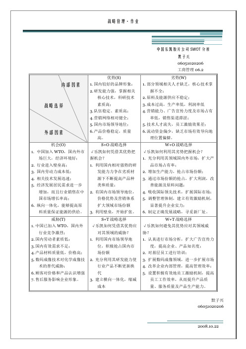 中国乐凯胶片公司SWOT分析