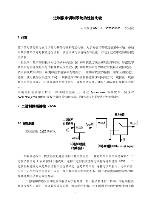 二进制数字调制系统的性能比较