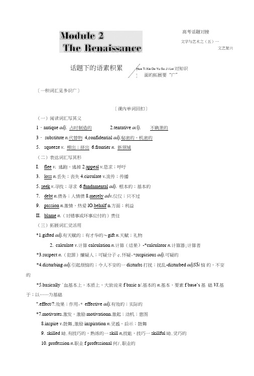 2019版一轮复习英语外研版：必修八Module2TheRenaissance.doc