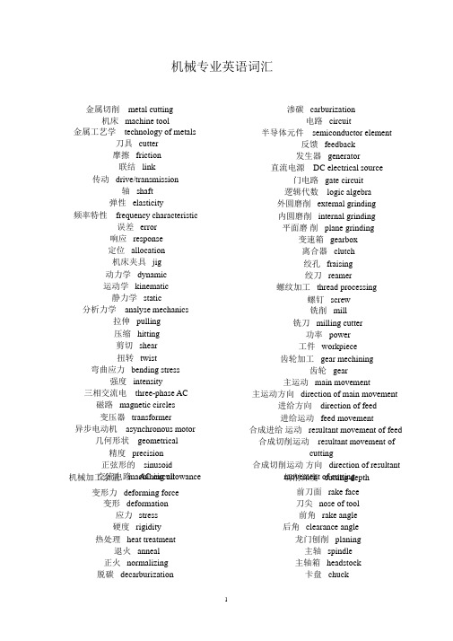 机械专业英语学习词汇