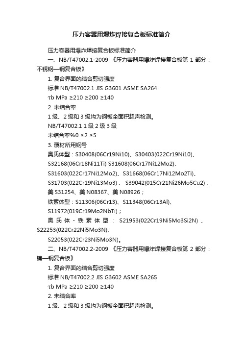 压力容器用爆炸焊接复合板标准简介