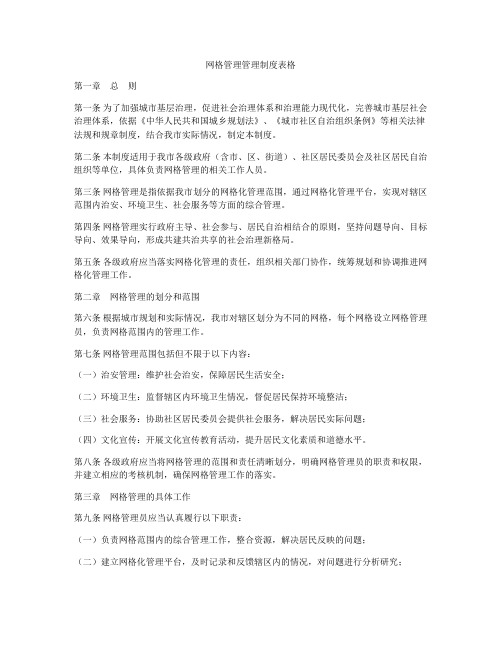 网格管理管理制度表格