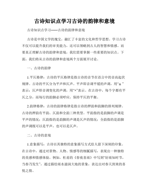 古诗知识点学习古诗的韵律和意境