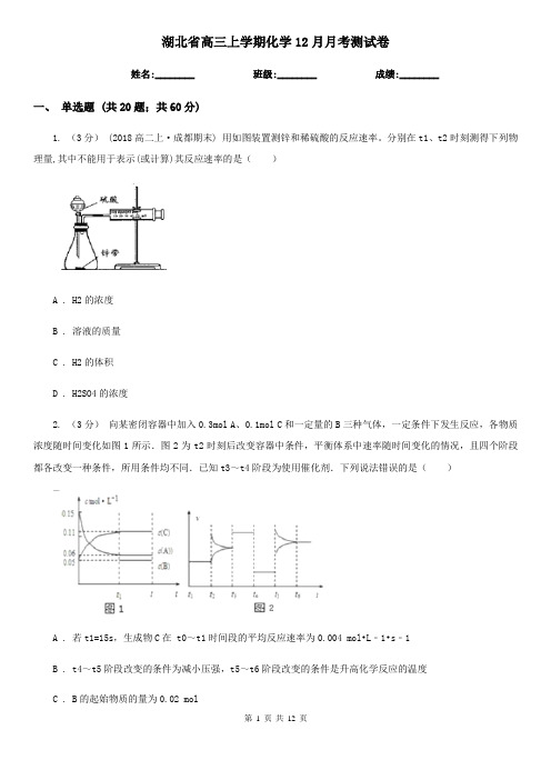 湖北省高三上学期化学12月月考测试卷