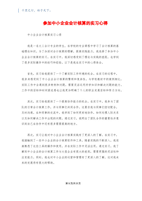 参加中小企业会计核算的实习心得