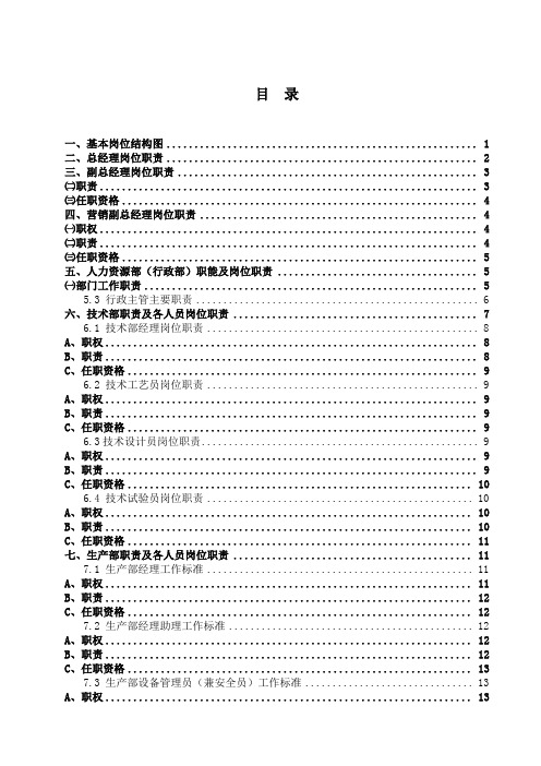 部门职能及岗位职责与要求内容完整Word文档