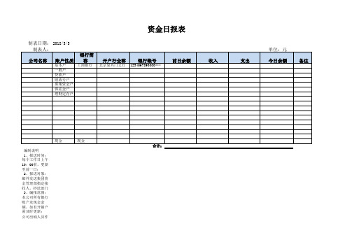 资金日报表