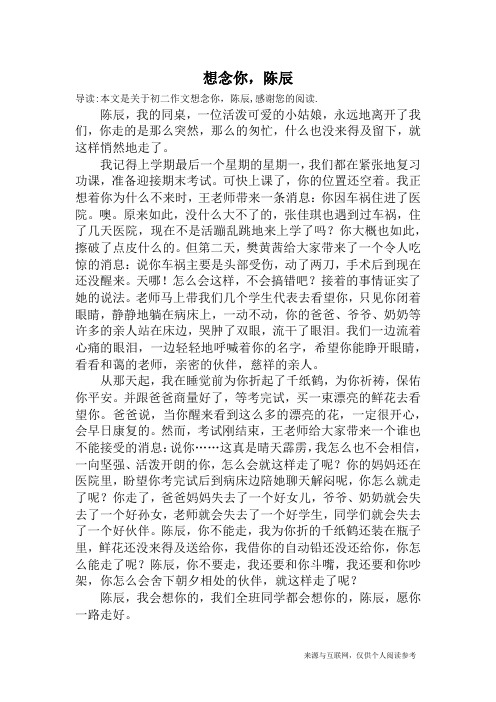 想念你,陈辰_初二作文