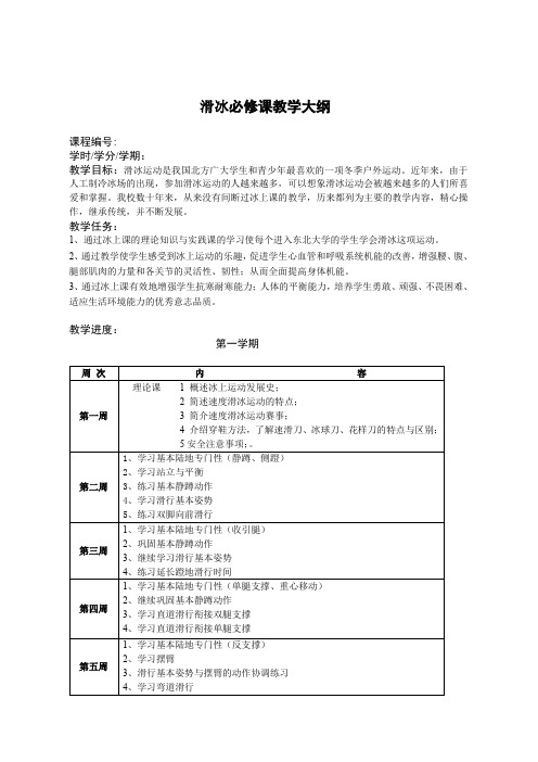 滑冰必修课教学大纲