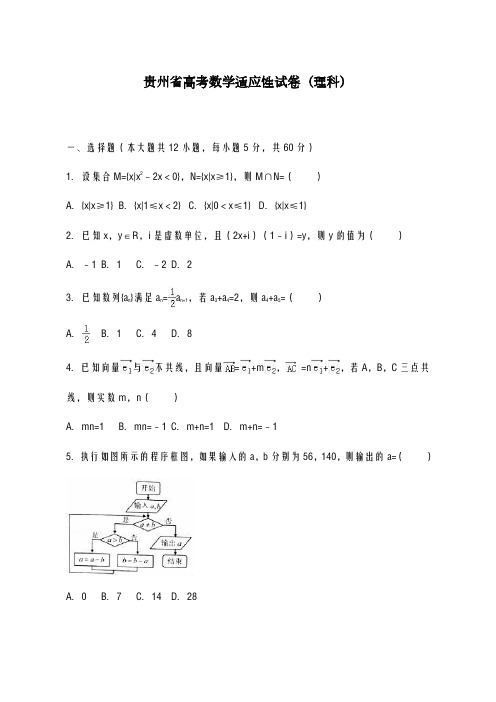 2020-2021学年贵州省高考数学适应性试卷(理科)含解析