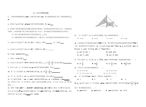 鲁教版一元二次方程测试题二