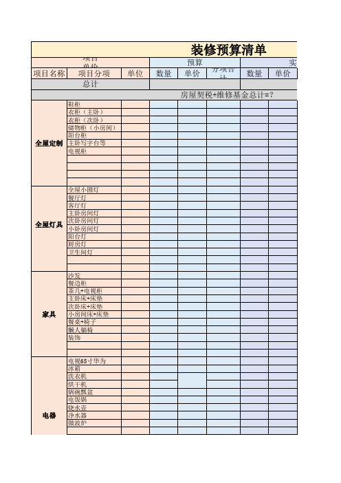 装修预算清单