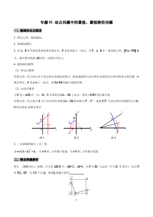 2020数学中考备考-专题01 动点问题中的最值、最短路径问题