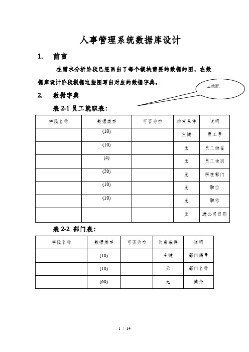 人事管理系统数据库设计