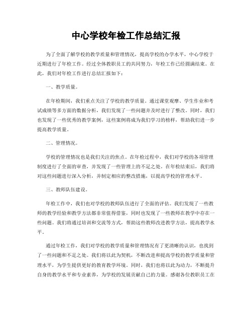 中心学校年检工作总结汇报