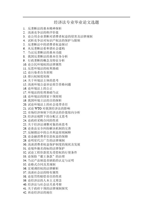 经济法论文题目