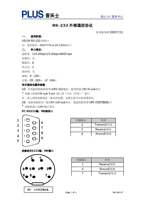 RS-232外部通信协议