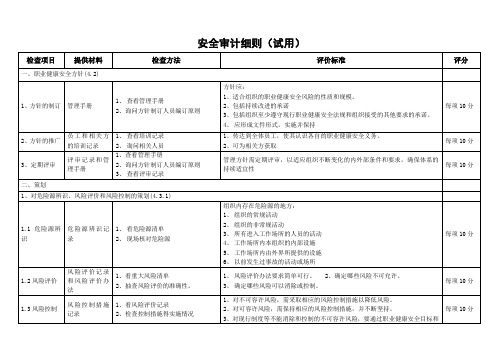 职业健康安全管理体系审计细则