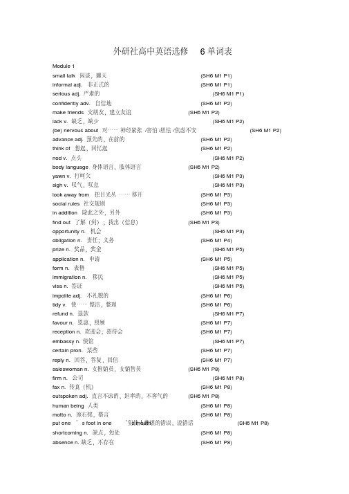 (完整版)外研社高中英语选修6单词表