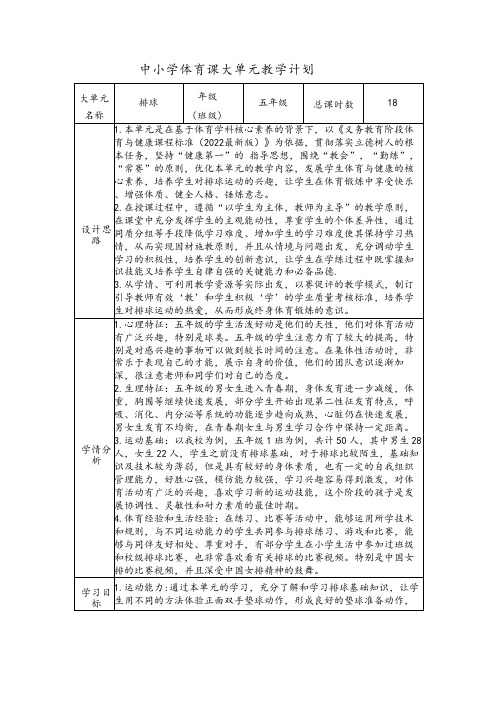 49水平三 五年级 软式排球大单元设计---排球移动正手双手垫球