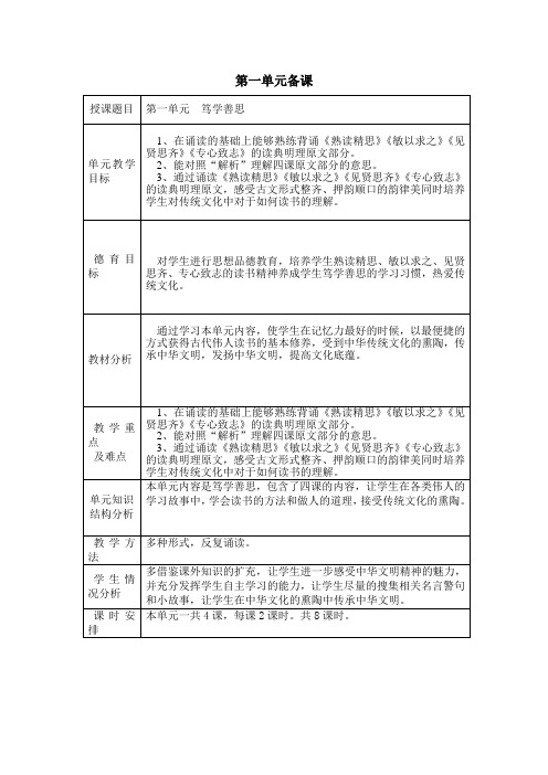 四年级传统文化第一单元备课