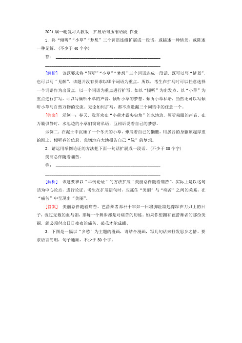 2021届一轮复习人教版 扩展语句压缩语段 作业