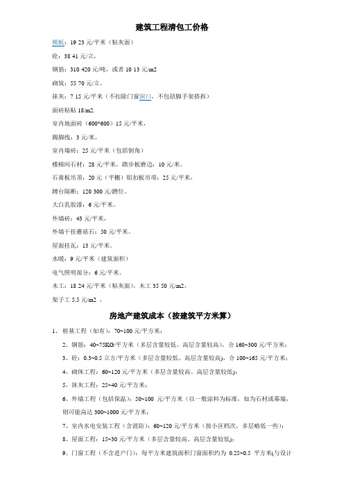 建筑工程清包工价格-很难找到的,也很符合实际
