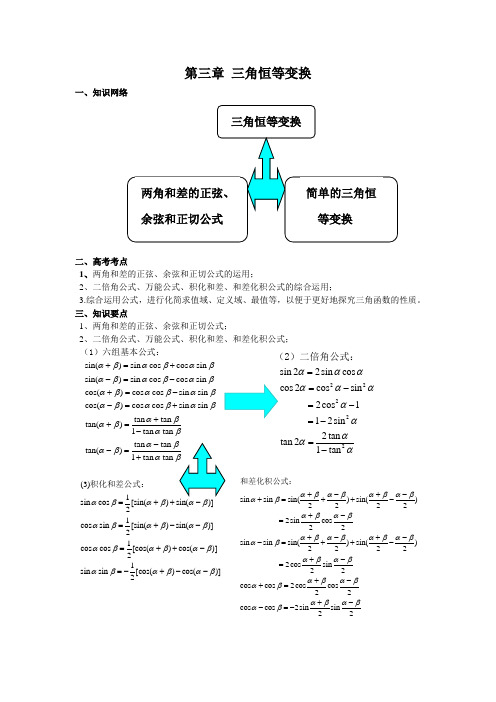 第三章 三角恒等变换整体说明