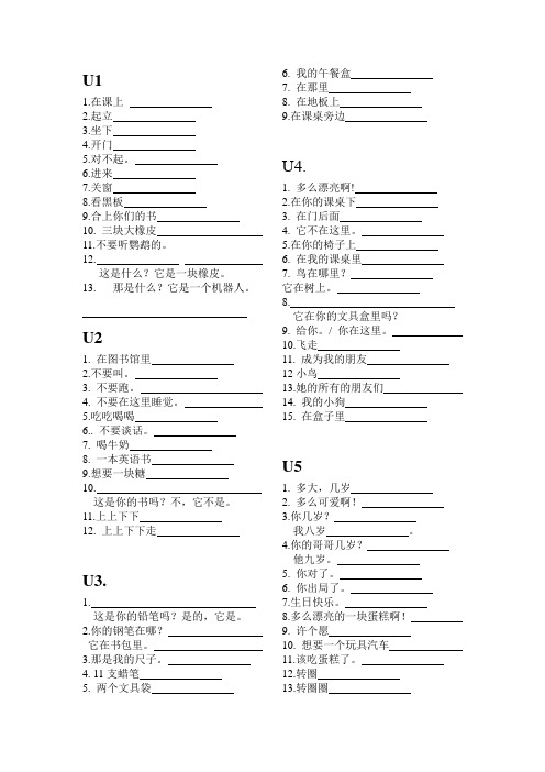 苏教版三年级下册英语重点词组和句子