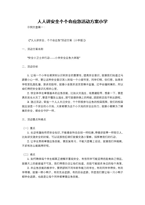 人人讲安全个个会应急活动方案小学