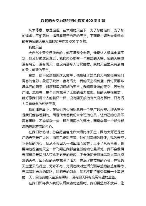 以我的天空为题的初中作文600字5篇