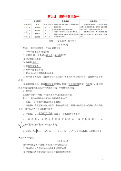 高考数学一轮复习 第9章 统计、统计案例 第2讲 用样本估计总体学案