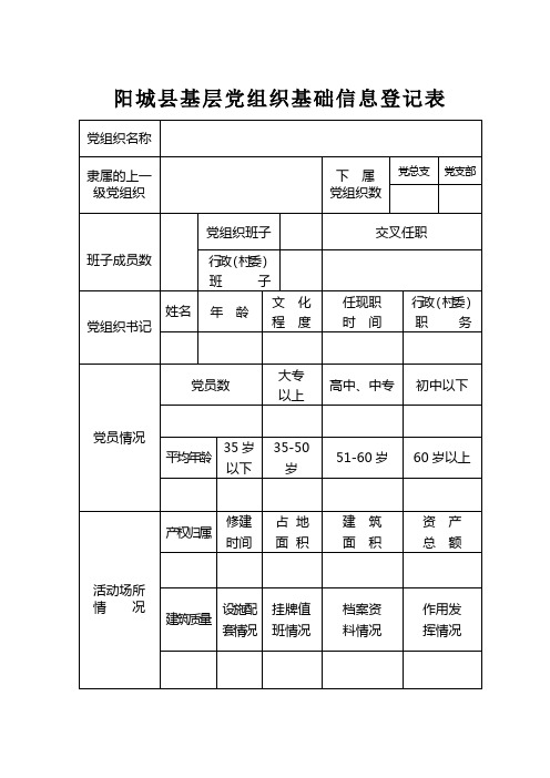 基层党组织基础信息台账表