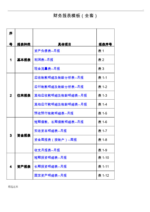 财务报表模板（全套）